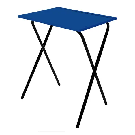 Folding Frame Exam Desk - W600 x D600 x H710mm - Black Legs - Royal Blue